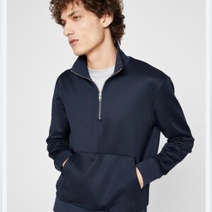 New Club Monaco Tech Terry Mock Quarter-Zip Shirt